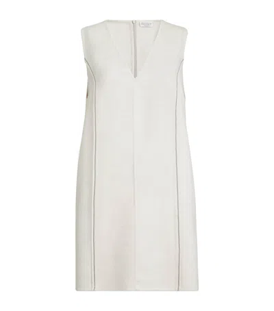 Brunello Cucinelli Virgin Wool Mini Dress In White