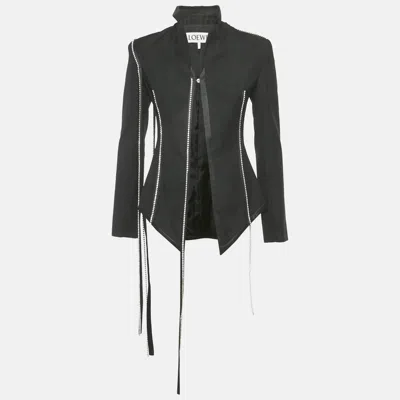 Pre-owned Loewe Black Gabardine Crystal Embellished Blazer S