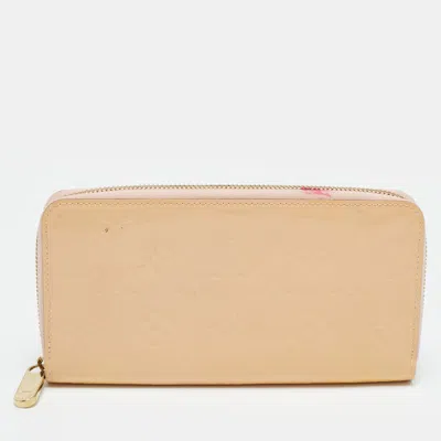Pre-owned Louis Vuitton Rose Angelique Monogram Vernis Zippy Wallet In Pink