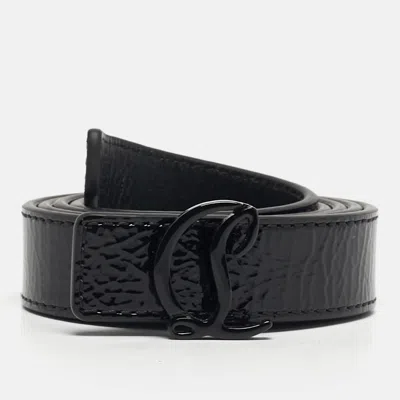 Pre-owned Christian Louboutin Cl Logo 90cm Belt Black Patent Leather