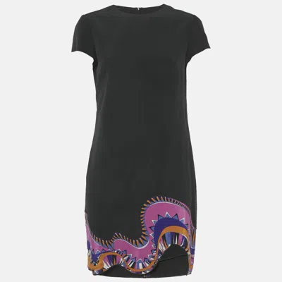 Pre-owned Pucci Black Printed Silk Mini Dress M