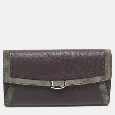 Pre-owned Cartier Brown/grey Leather And Suede Continental Wallet