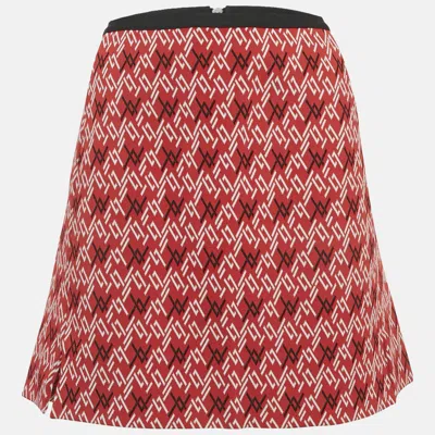 Pre-owned Louis Vuitton Red Patterned Knit Mini Skirt M