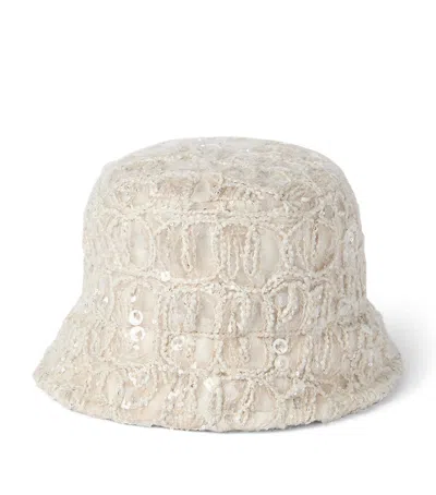 Brunello Cucinelli Croc-embroidered Bucket Hat In Neutral