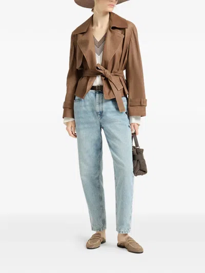 Brunello Cucinelli Baggy Tapered Trousers In Blue