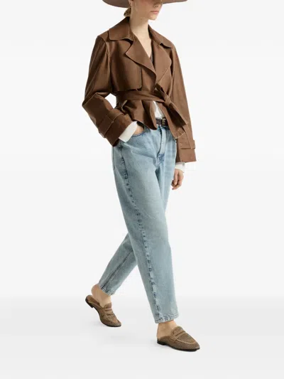 Brunello Cucinelli Baggy Tapered Trousers In Blue