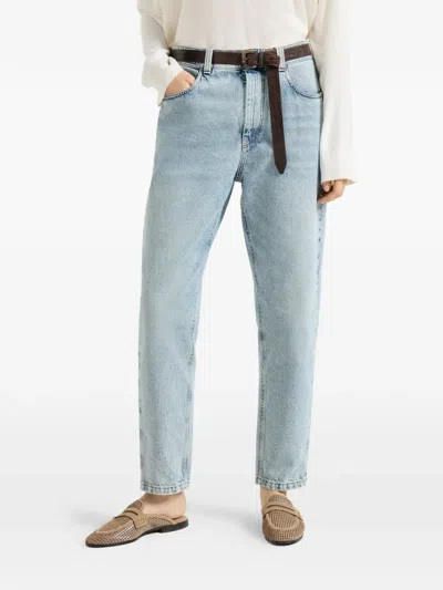 Brunello Cucinelli Baggy Tapered Trousers In Blue