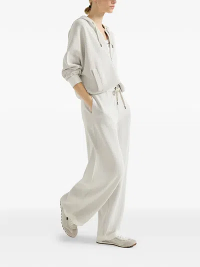 Brunello Cucinelli Drawstring Palazzo Pants In White