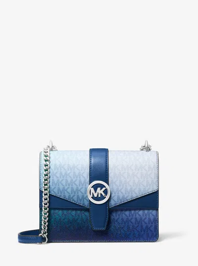 Michael Kors Outlet Greenwich Small Ombré Signature Logo Crossbody Bag In Blue