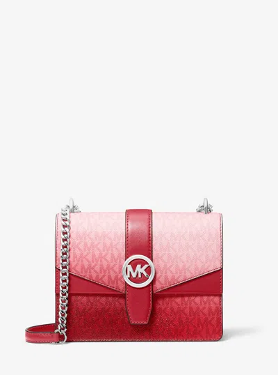 Michael Kors Outlet Greenwich Small Ombré Signature Logo Crossbody Bag In Red