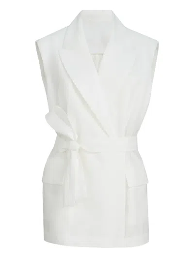 Brunello Cucinelli Poplin Belted Vest In Multi