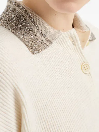 Brunello Cucinelli Polo With Dazzling Collar In Neutral