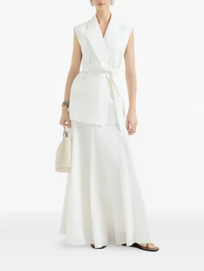 Brunello Cucinelli Poplin Belted Vest In Multi