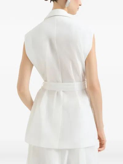 Brunello Cucinelli Poplin Belted Vest In Multi