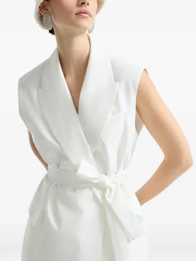 Brunello Cucinelli Poplin Belted Vest In Multi