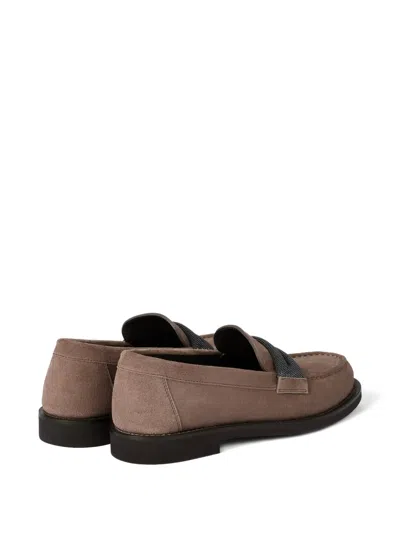 Brunello Cucinelli Suede Penny Loafers In Multi