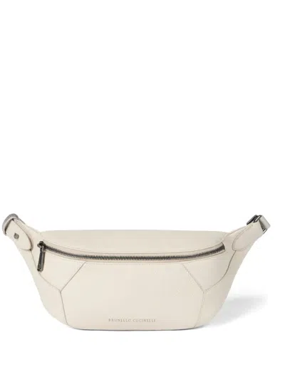 Brunello Cucinelli Duo Leather Belt Bag In White
