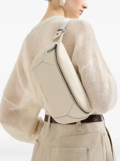 Brunello Cucinelli Duo Leather Belt Bag In White