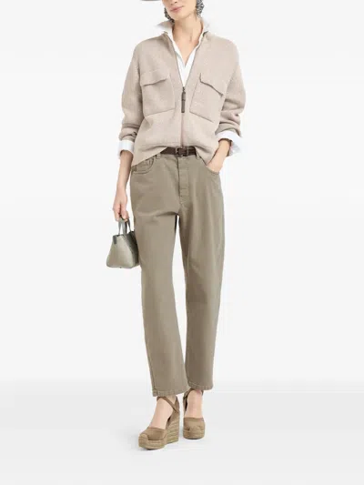 Brunello Cucinelli Baggy Tapered Trousers In Neutral