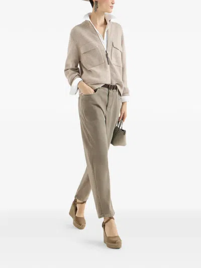 Brunello Cucinelli Baggy Tapered Trousers In Neutral