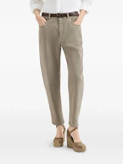 Brunello Cucinelli Baggy Tapered Trousers In Neutral