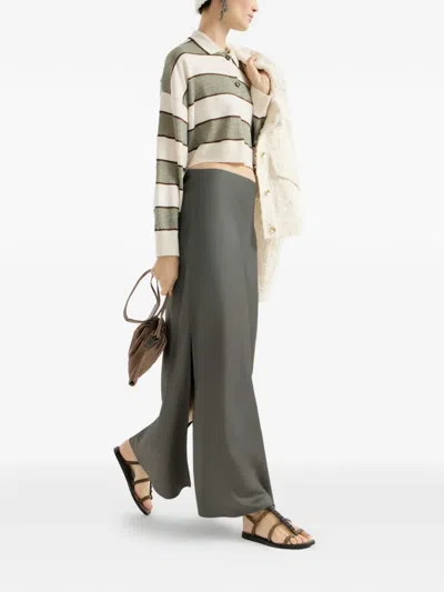 Brunello Cucinelli Fluid Bias-cut Skirt In Gray