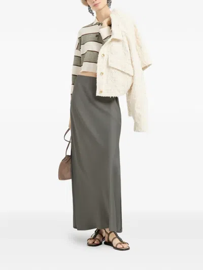 Brunello Cucinelli Fluid Bias-cut Skirt In Gray
