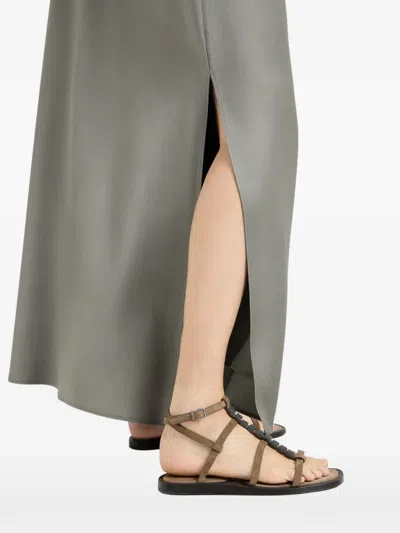 Brunello Cucinelli Fluid Bias-cut Skirt In Gray
