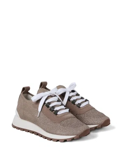 Brunello Cucinelli Sparkling Knit Sneakers In Multi
