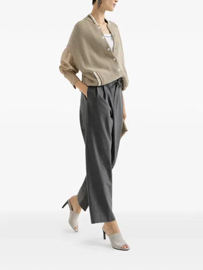 Brunello Cucinelli Drawstring Tailored Trousers In Gray