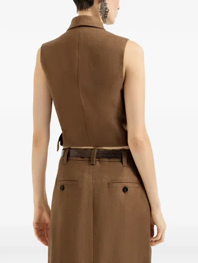 斜扣环亚麻马甲