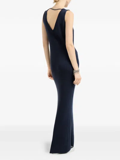 Brunello Cucinelli Ribbed-knit Maxi Dress In Blue