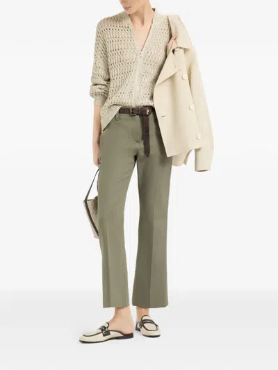 Brunello Cucinelli Kickflare Cigarette Trousers In Green