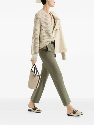 Brunello Cucinelli Kickflare Cigarette Trousers In Green