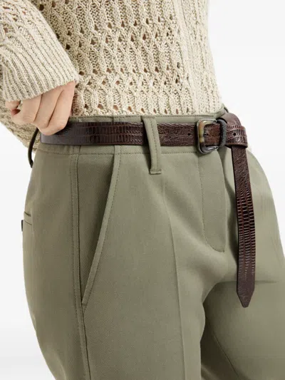 Brunello Cucinelli Kickflare Cigarette Trousers In Green