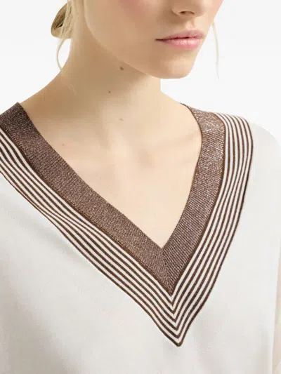 Brunello Cucinelli Cashmere And Silk Lightweight Sweater In Neutral