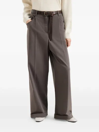 Brunello Cucinelli Buttoned Palazzo Pants In Gray