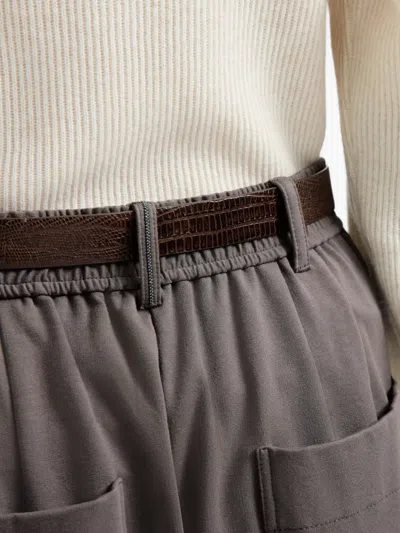 Brunello Cucinelli Buttoned Palazzo Pants In Gray