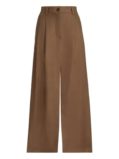 Brunello Cucinelli Monili-detail Linen Midi Skirt In Brown