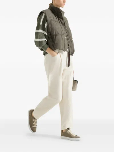 Brunello Cucinelli Fluid Twill Baggy Trousers In White