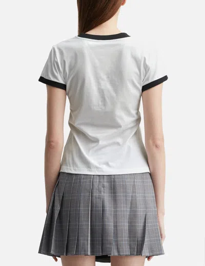 Ganni Women White Crewneck T-shirt With Maxi Print On The Front In Cotton Woman In Multi