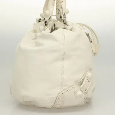 Pre-owned Balenciaga Pom Pon Giant Studs Bag Leather White Leather Bag ()