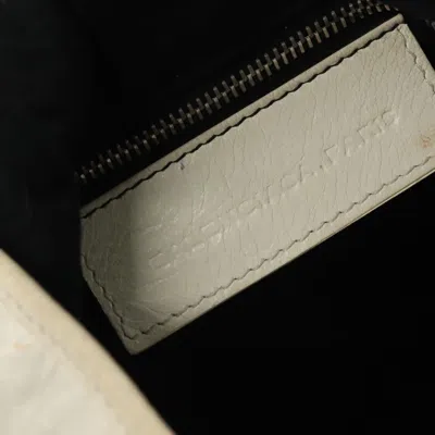 Pre-owned Balenciaga Pom Pon Giant Studs Bag Leather White Leather Bag ()