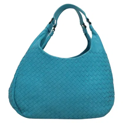 Pre-owned Bottega Veneta Campana Hobo Intrecciato Nappa Blue Leather Bag ()