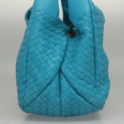 Pre-owned Bottega Veneta Campana Hobo Intrecciato Nappa Blue Leather Bag ()