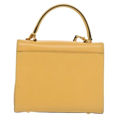 Pre-owned Celine Vintage Convertible Turnlock Top Handle Bag Leather Yellow Leather Bag ()