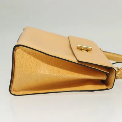 Pre-owned Celine Vintage Convertible Turnlock Top Handle Bag Leather Yellow Leather Bag ()