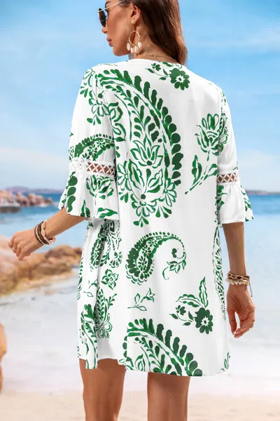 Cupshe Green Paisley V-neck Mini Dress In Multi