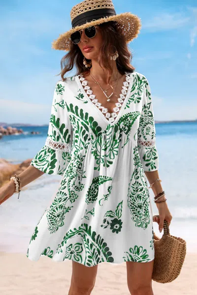 Cupshe Green Paisley V-neck Mini Dress In Multi