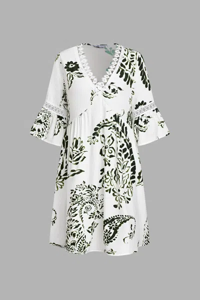 Cupshe Green Paisley V-neck Mini Dress In Multi